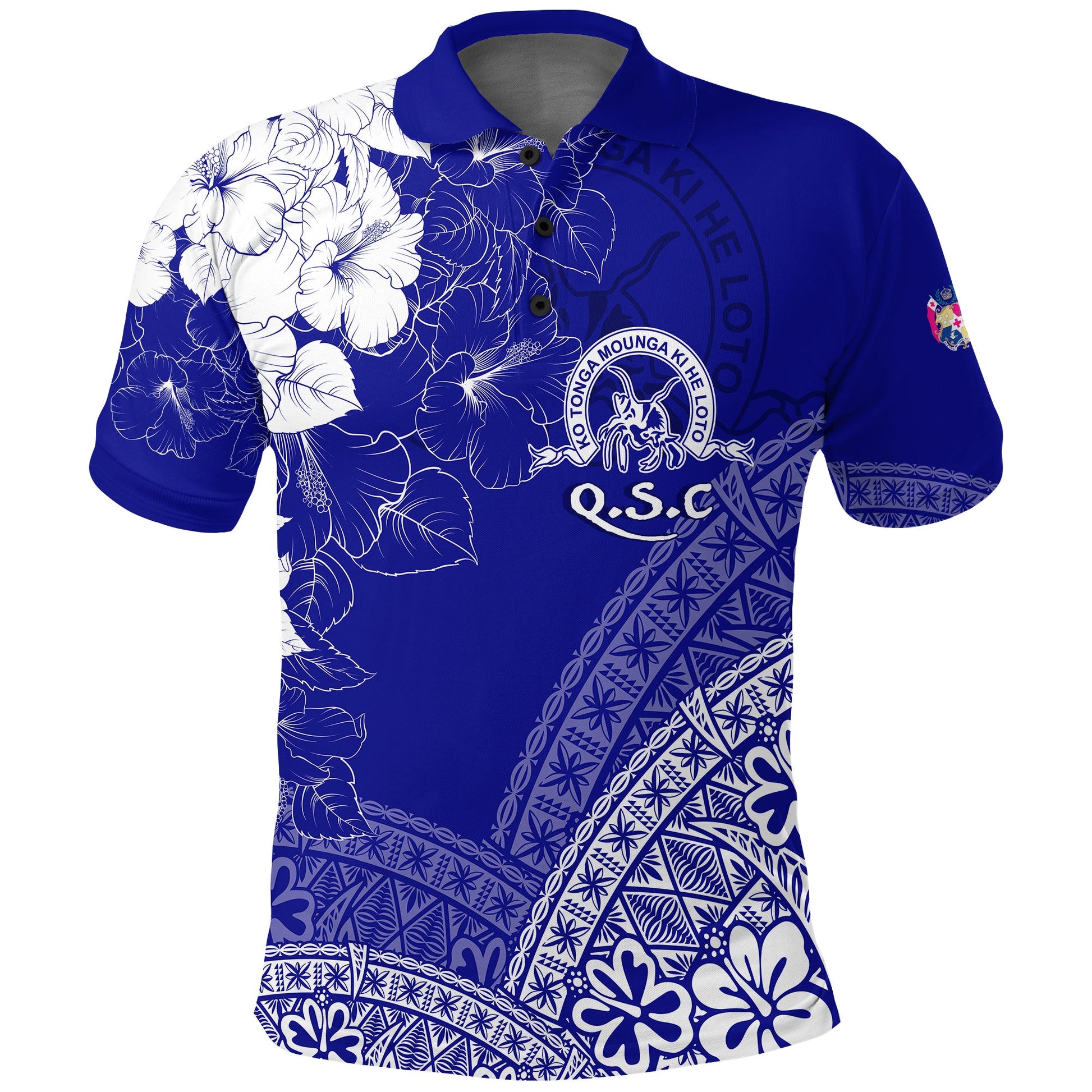 Tonga Kolisi Kuini Salote Polo Shirt QSC Floral Tapa