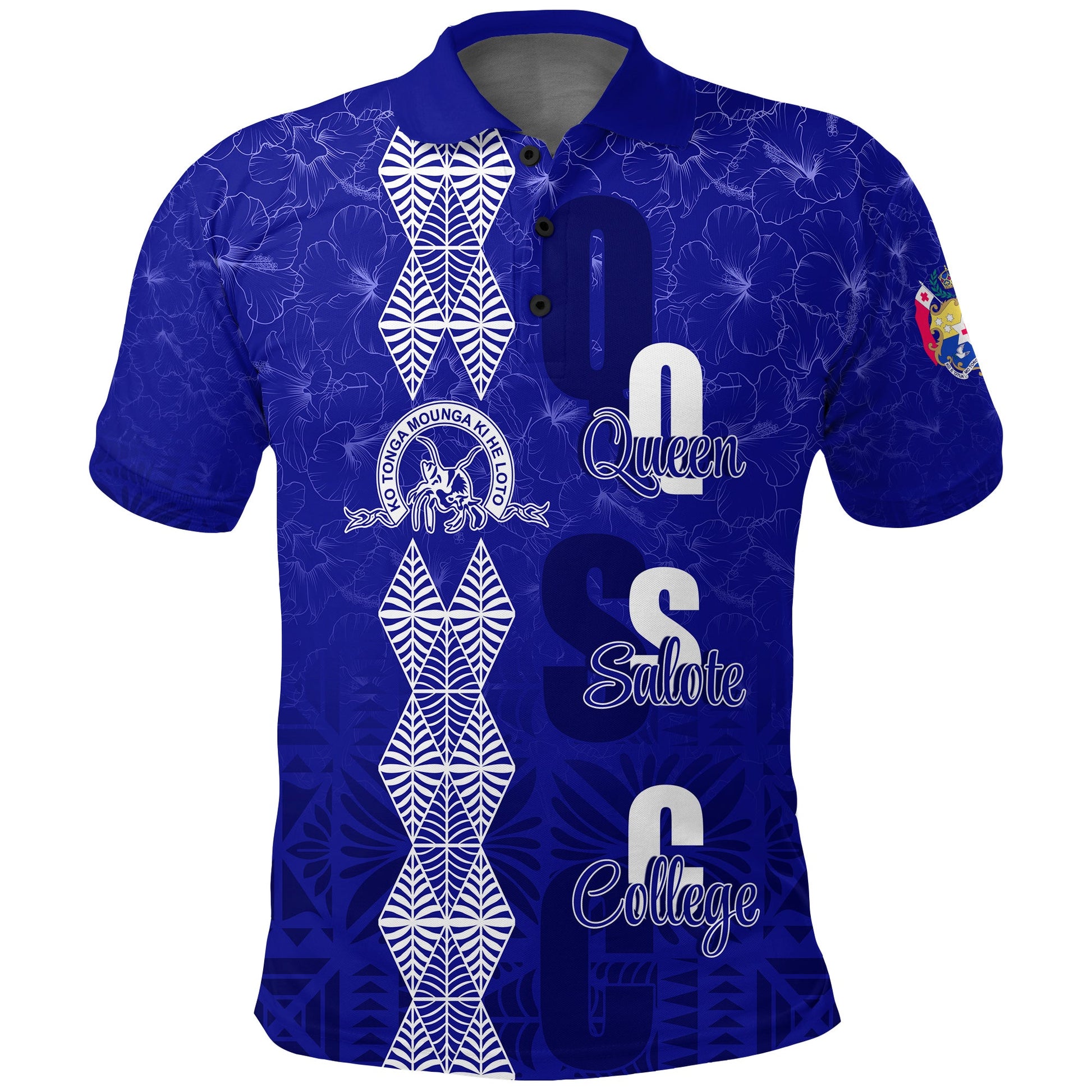 Tonga Kolisi Kuini Salote Hibiscus Polo Shirt QSC Old Girls