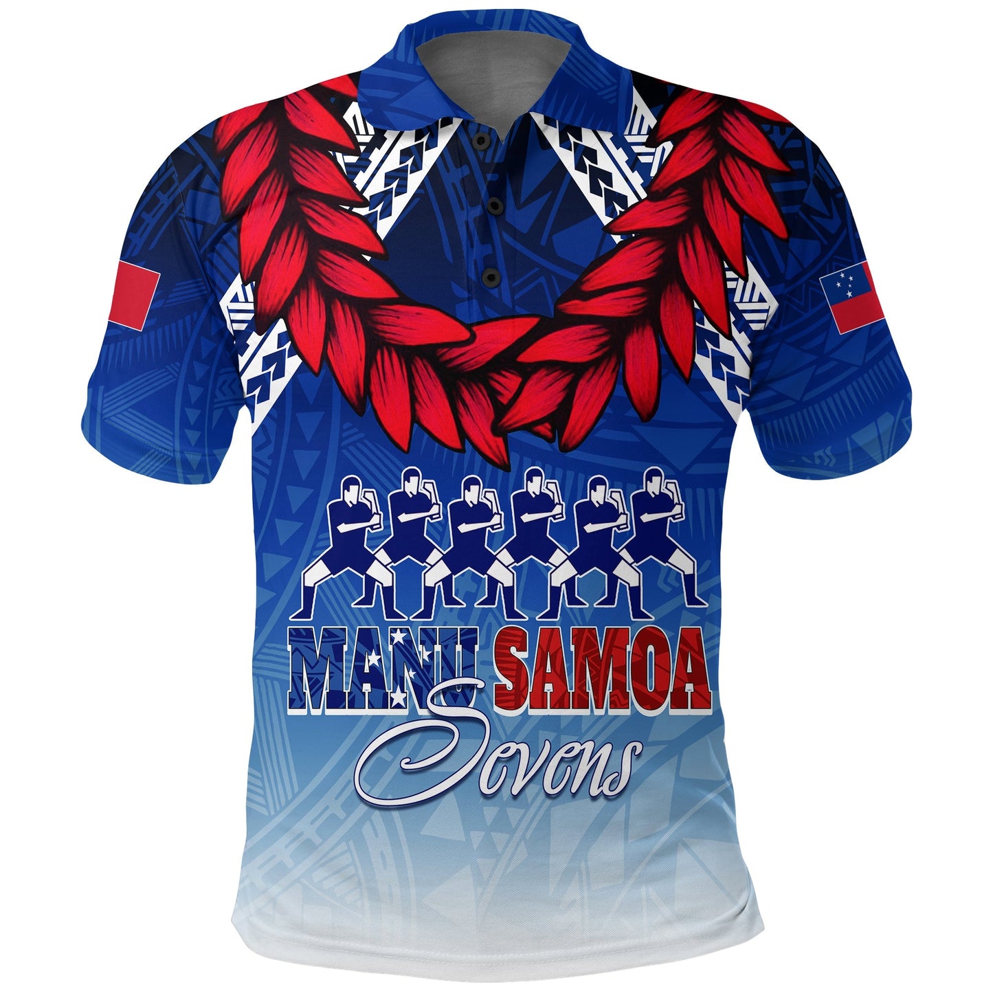Personalised Samoa Sevens Polo Shirt Manu Siva Tau With Ula Fala