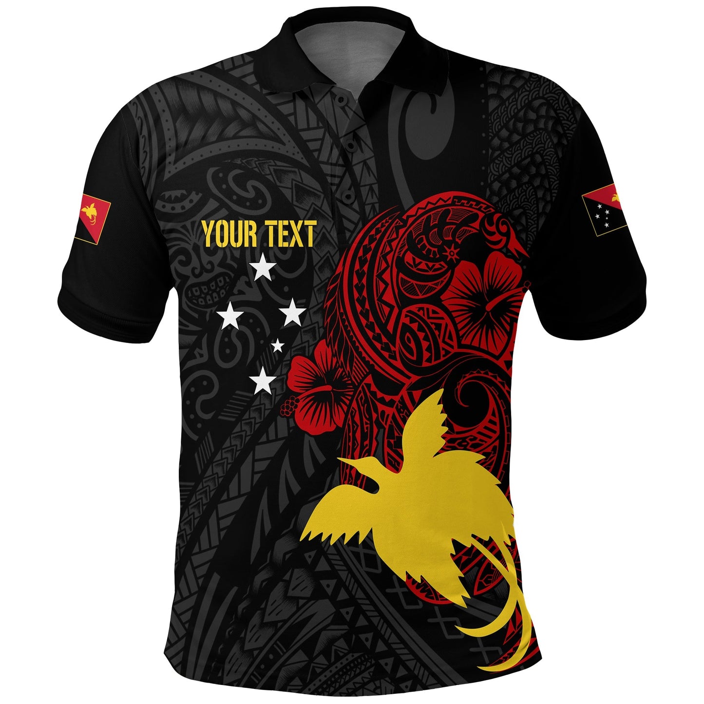 Personalised Papua New Guinea 47th Independence Polo Shirt Tribal Turtle