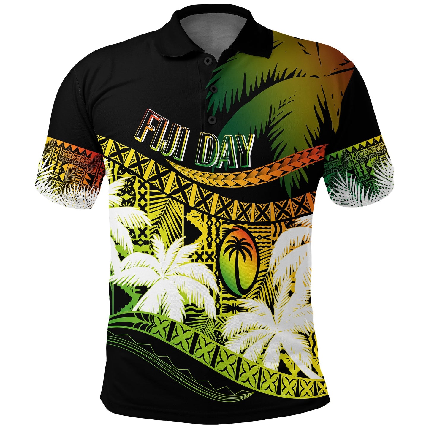 Personalised Fiji Day Polo Shirt Flying Fijians Masi Kesa Style - Reggae
