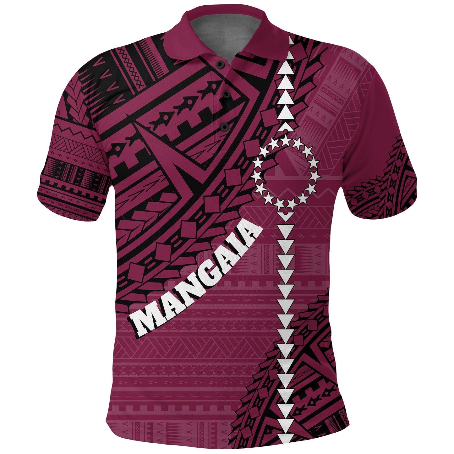 Cook Islands Tribal Personalised Polo Shirt Island Map - Mangaia Island