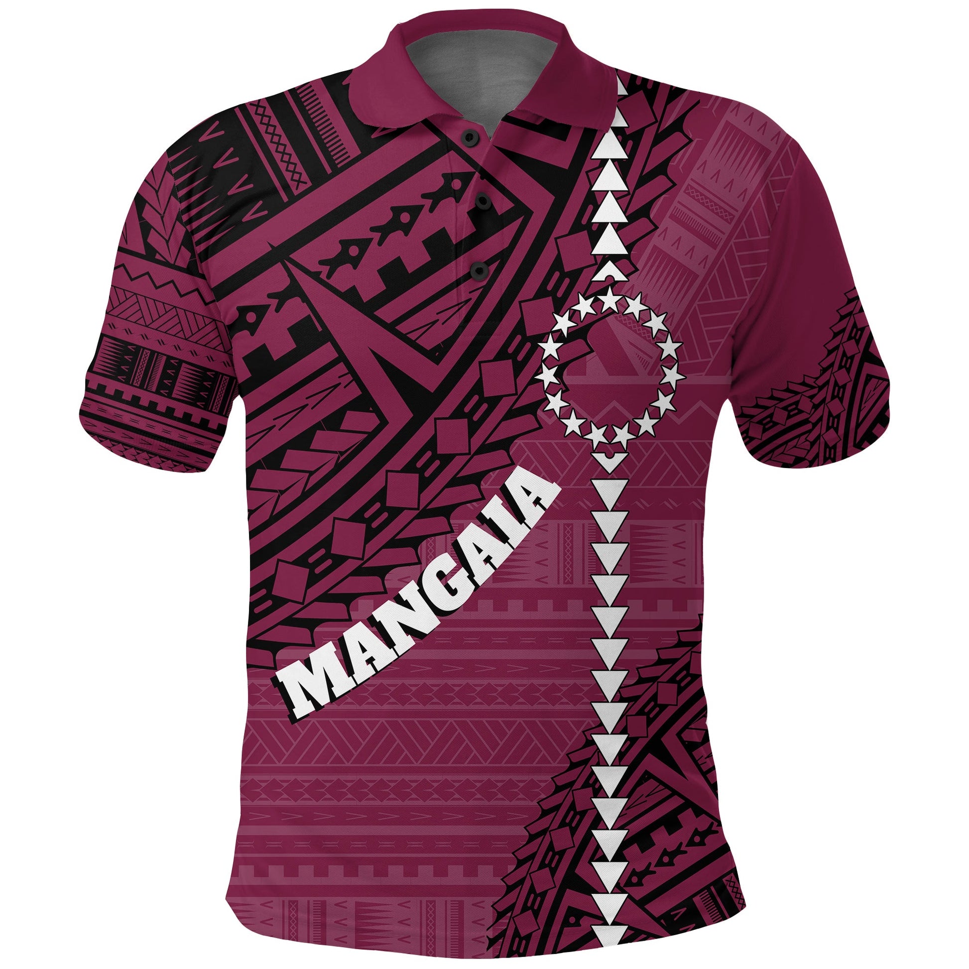 Cook Islands Tribal Personalised Polo Shirt Island Map - Mangaia Island