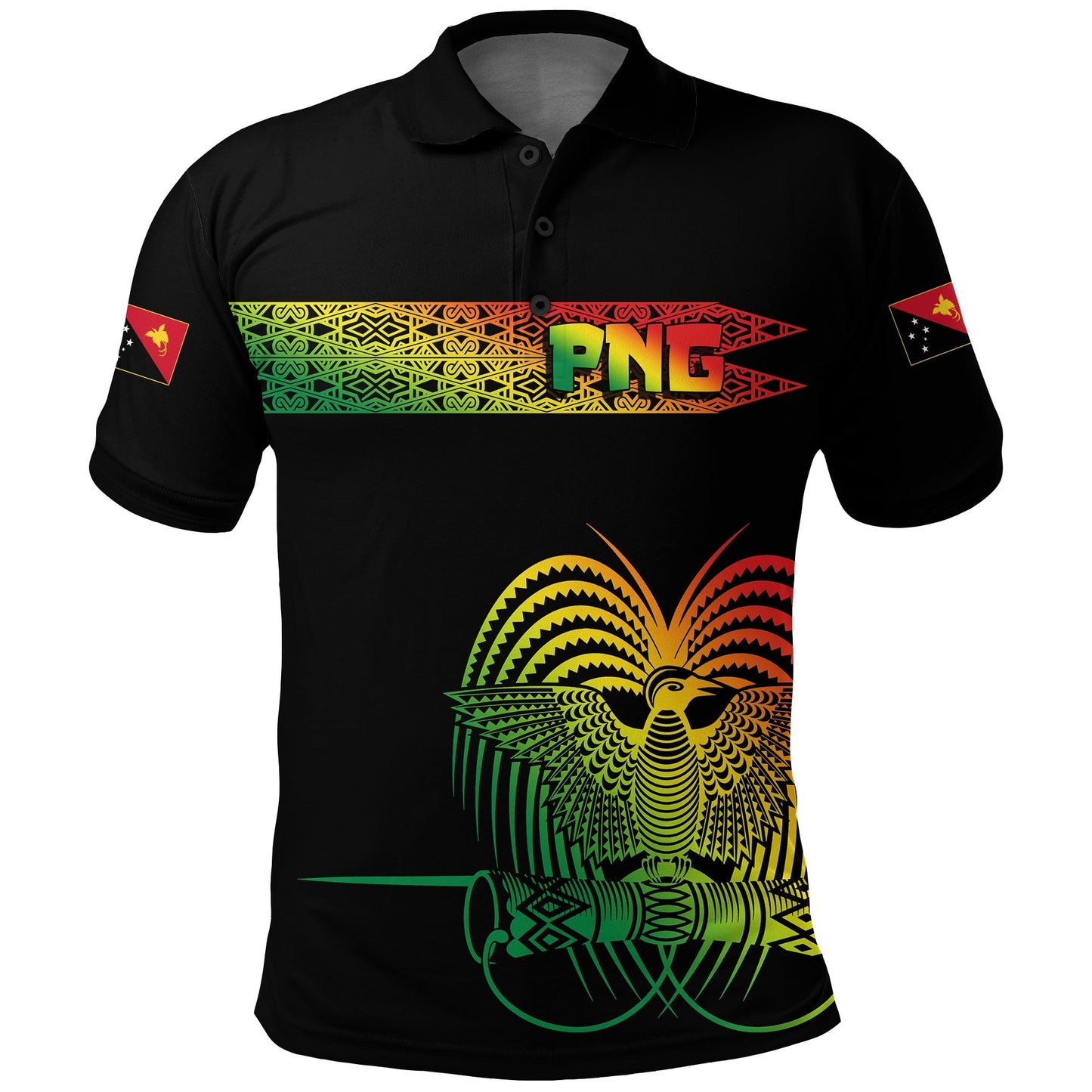 PNG Hibiscus Tribal Pattern Polo Shirt Motuan Reggae Color