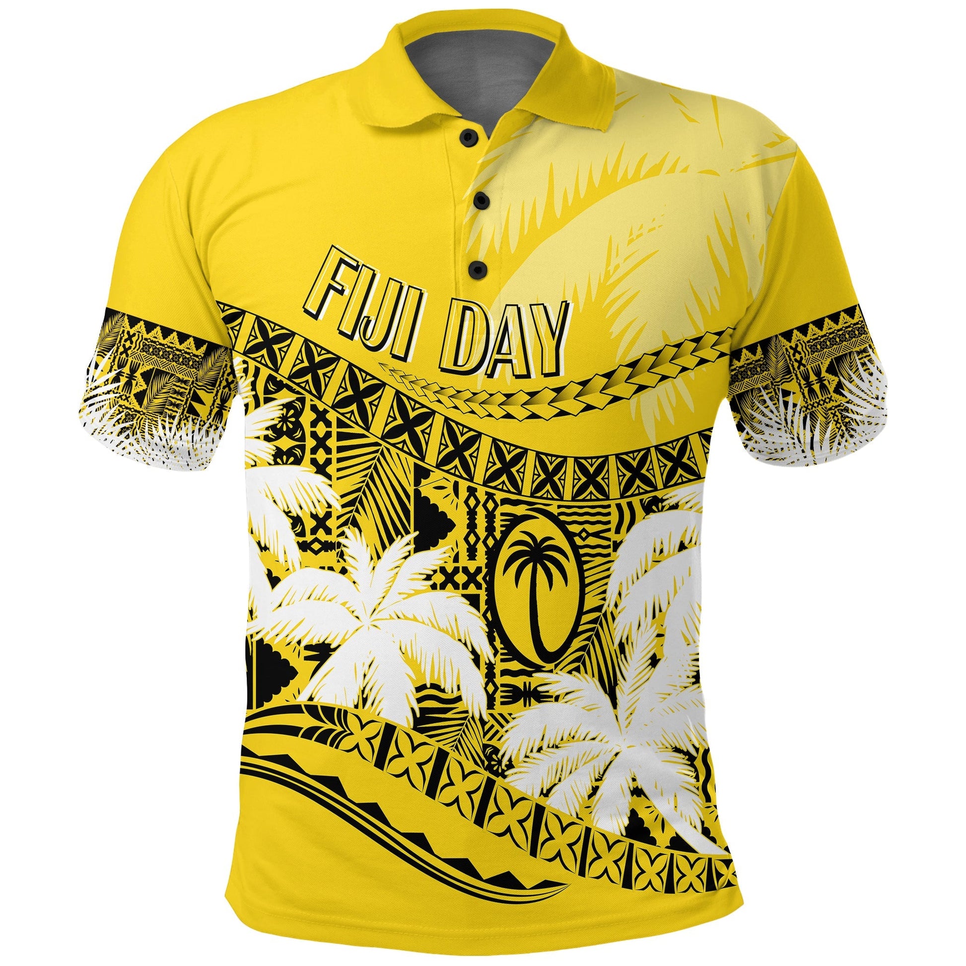 Personalised Fiji Day Polo Shirt Flying Fijians Masi Kesa Style - Gold