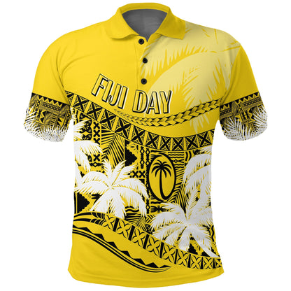 Personalised Fiji Day Polo Shirt Flying Fijians Masi Kesa Style - Gold