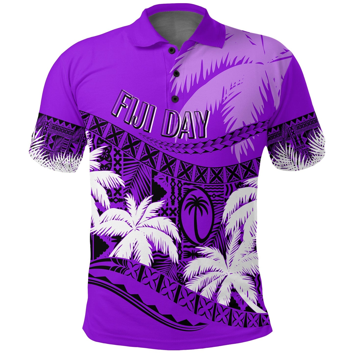 Personalised Fiji Day Polo Shirt Flying Fijians Masi Kesa Style - Violet