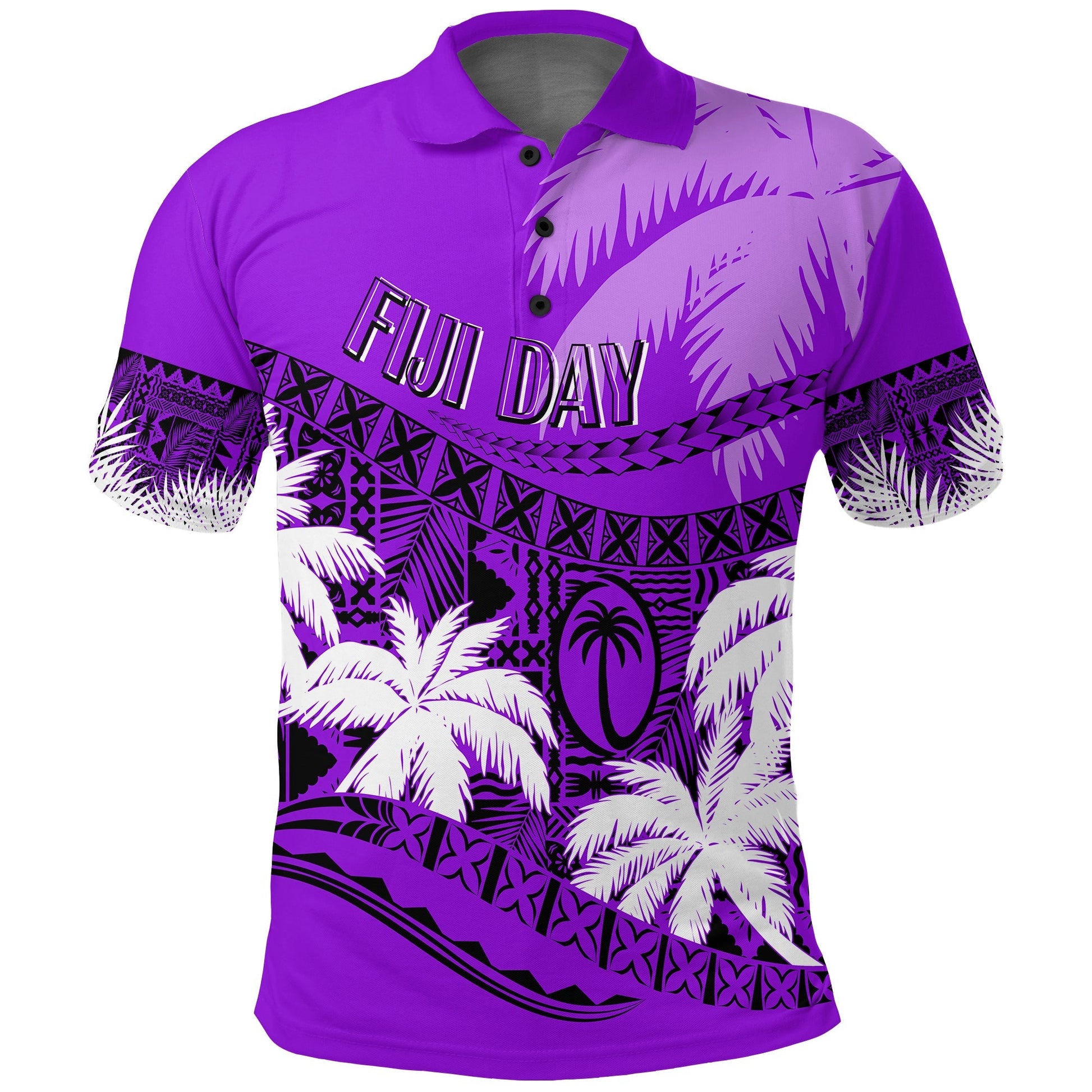Personalised Fiji Day Polo Shirt Flying Fijians Masi Kesa Style - Violet