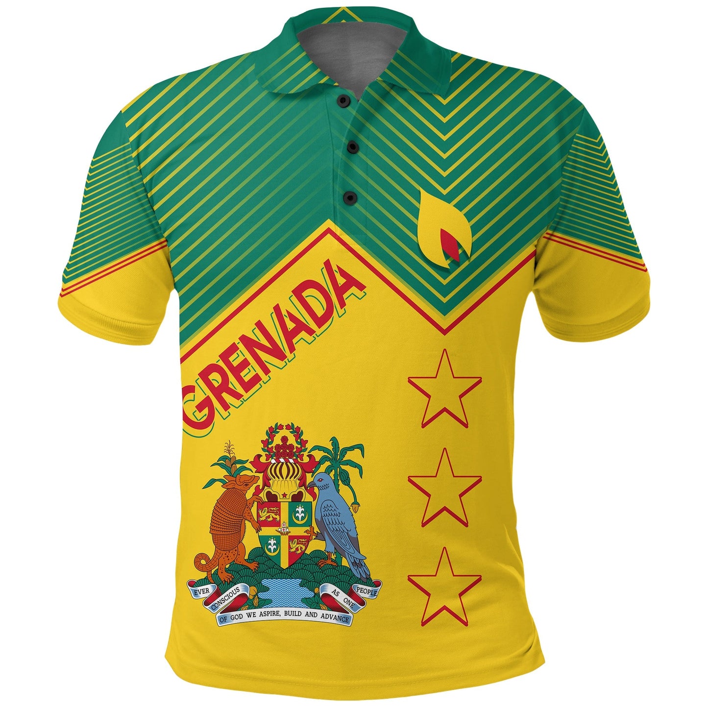 Grenada Polo Shirt Independence Day Geometric Style