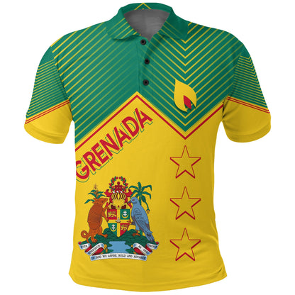 Grenada Polo Shirt Independence Day Geometric Style