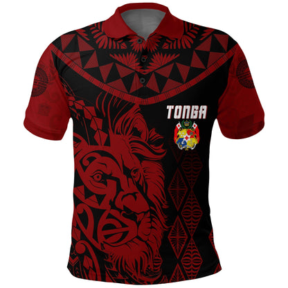 Tonga Personalised Polo Shirt Emancipation Day Lion Style - Black