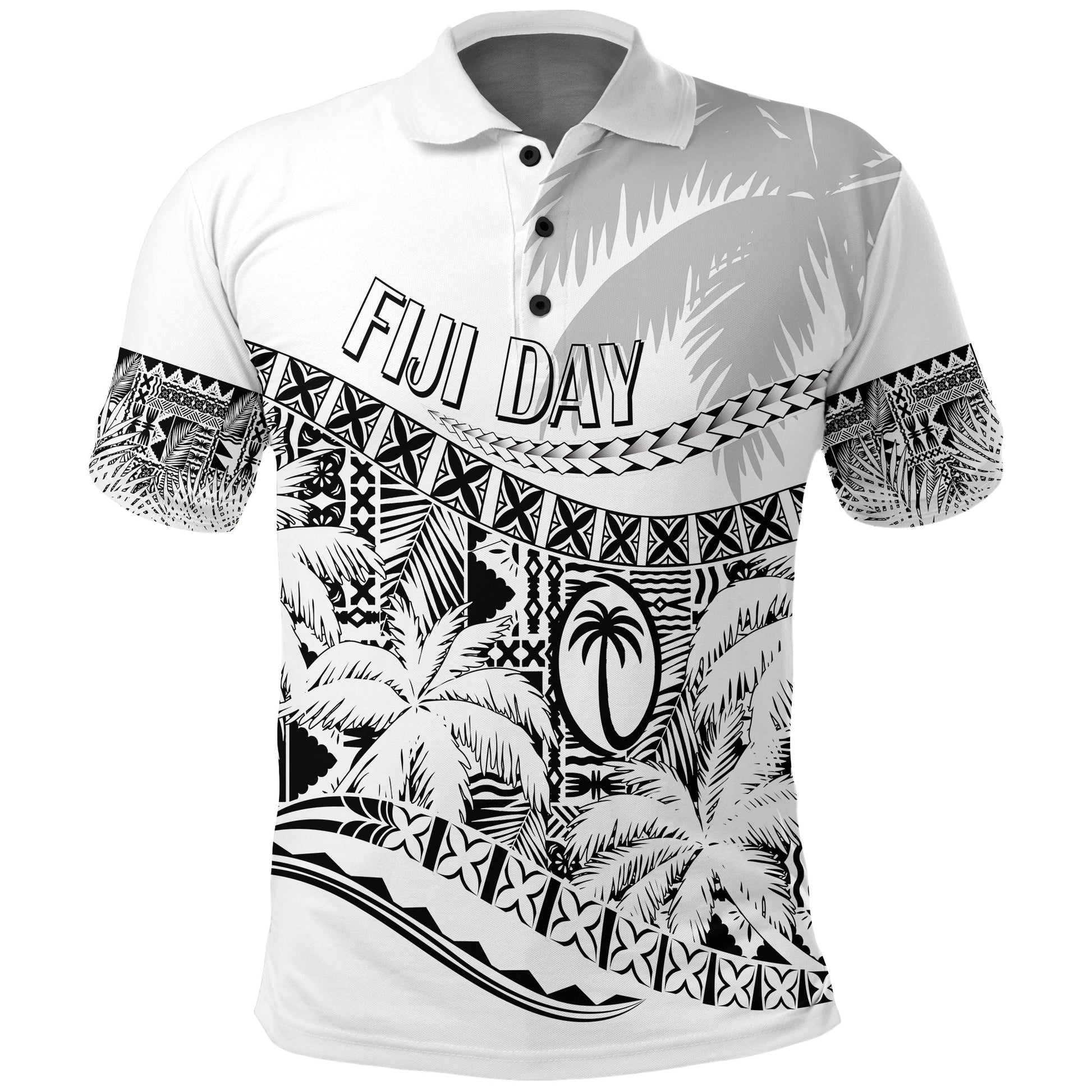 Personalised Fiji Day Polo Shirt Flying Fijians Masi Kesa Style - White