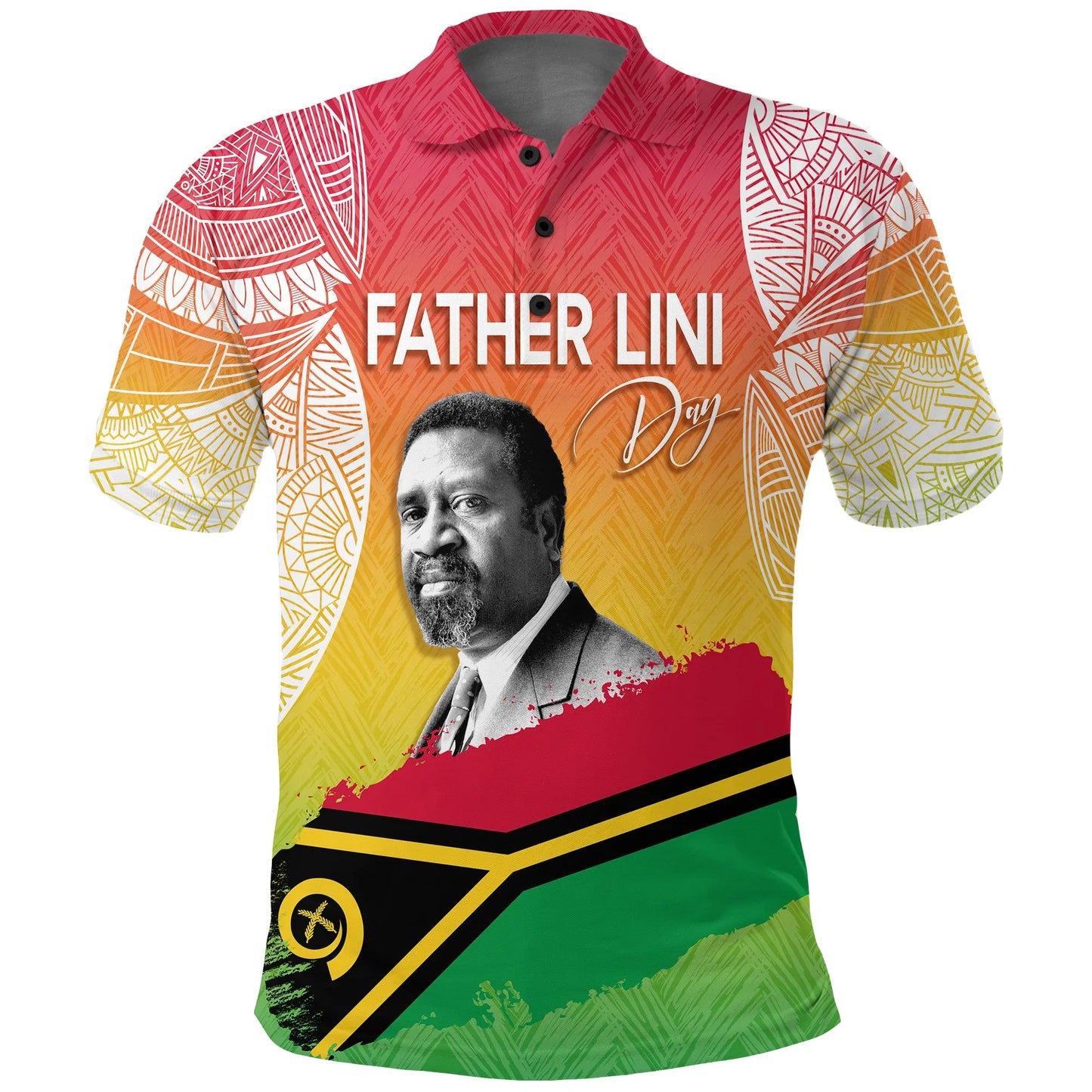 Vanuatu Father Lini Quote Polo Shirt Flag Style - White