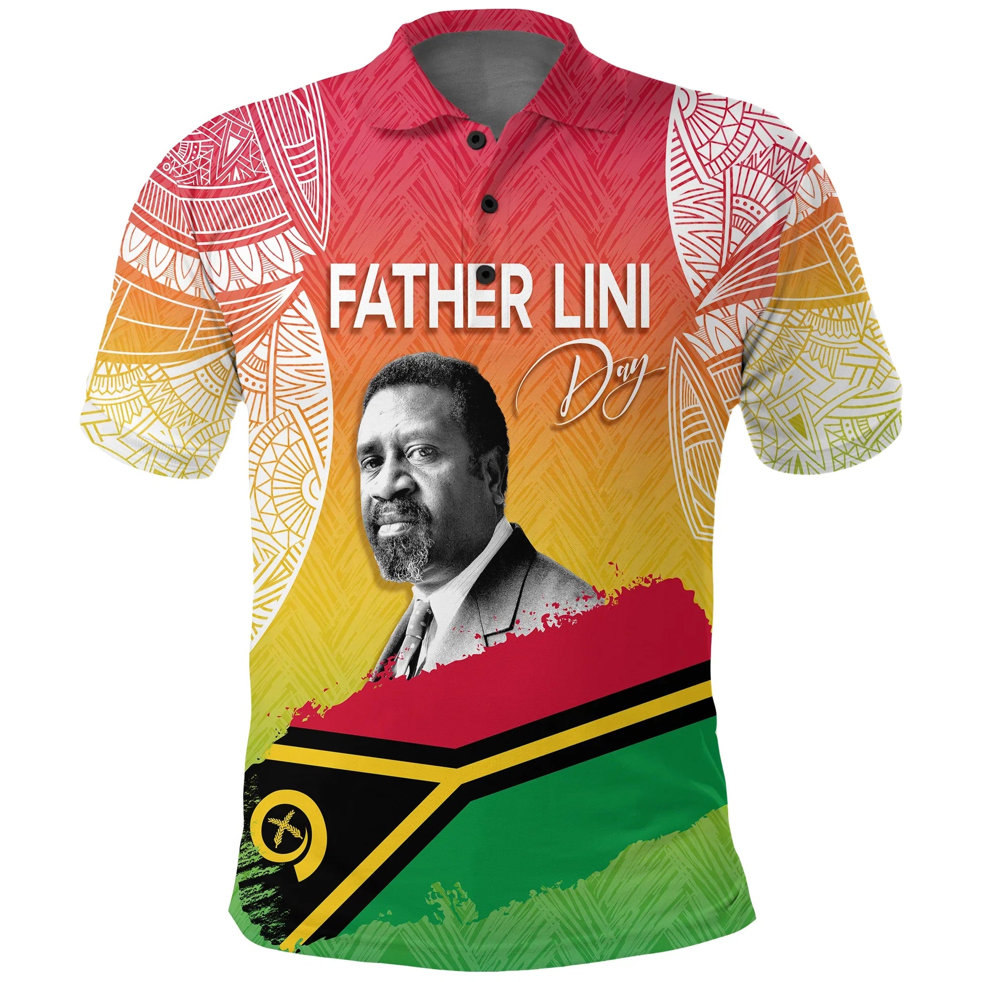 Vanuatu Father Lini Quote Polo Shirt Flag Style - White