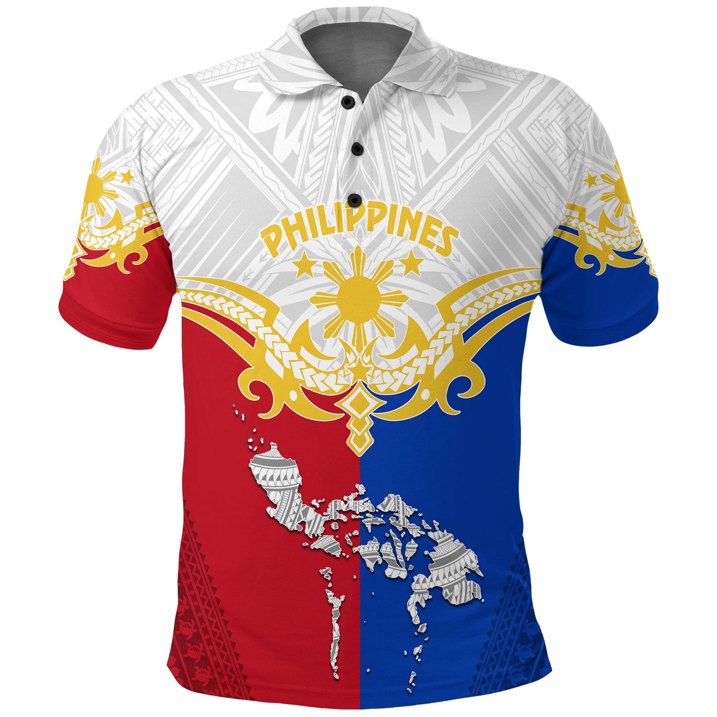 Personalised Philippines Polo Shirt Tribal Mix Style