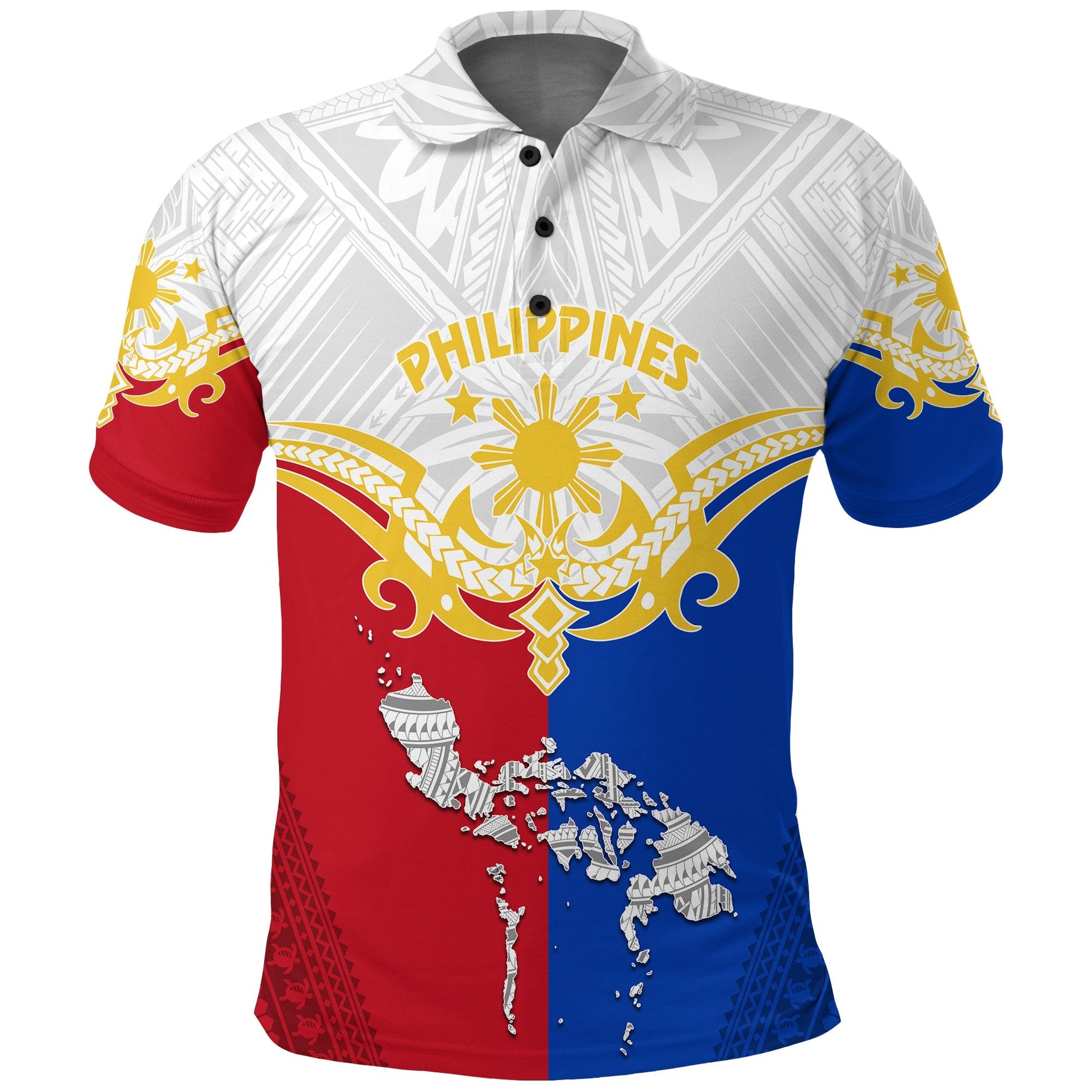 Personalised Philippines Polo Shirt Tribal Mix Style