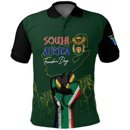 South Africa Freedom Day Polo Shirt Fist Up Style