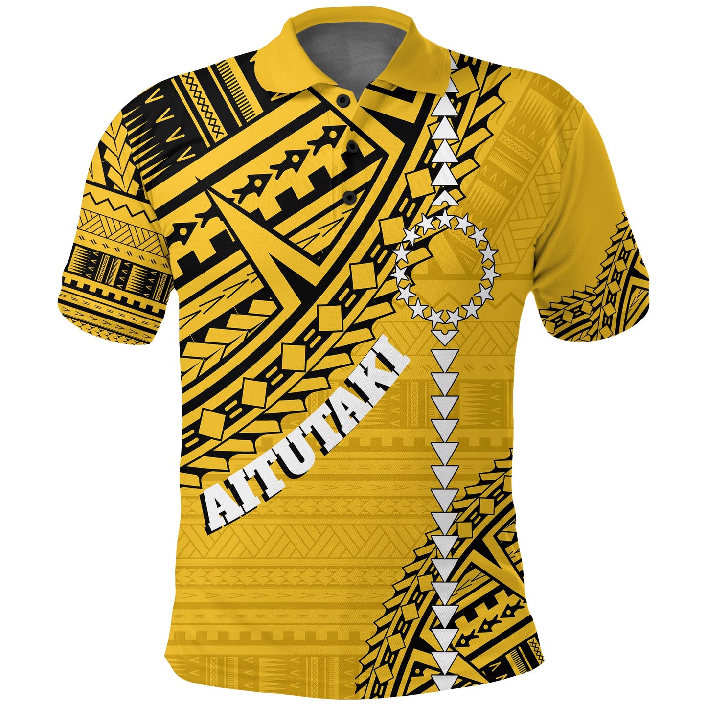 Cook Islands Tribal Personalised Polo Shirt Island Map - Aitutaki Island