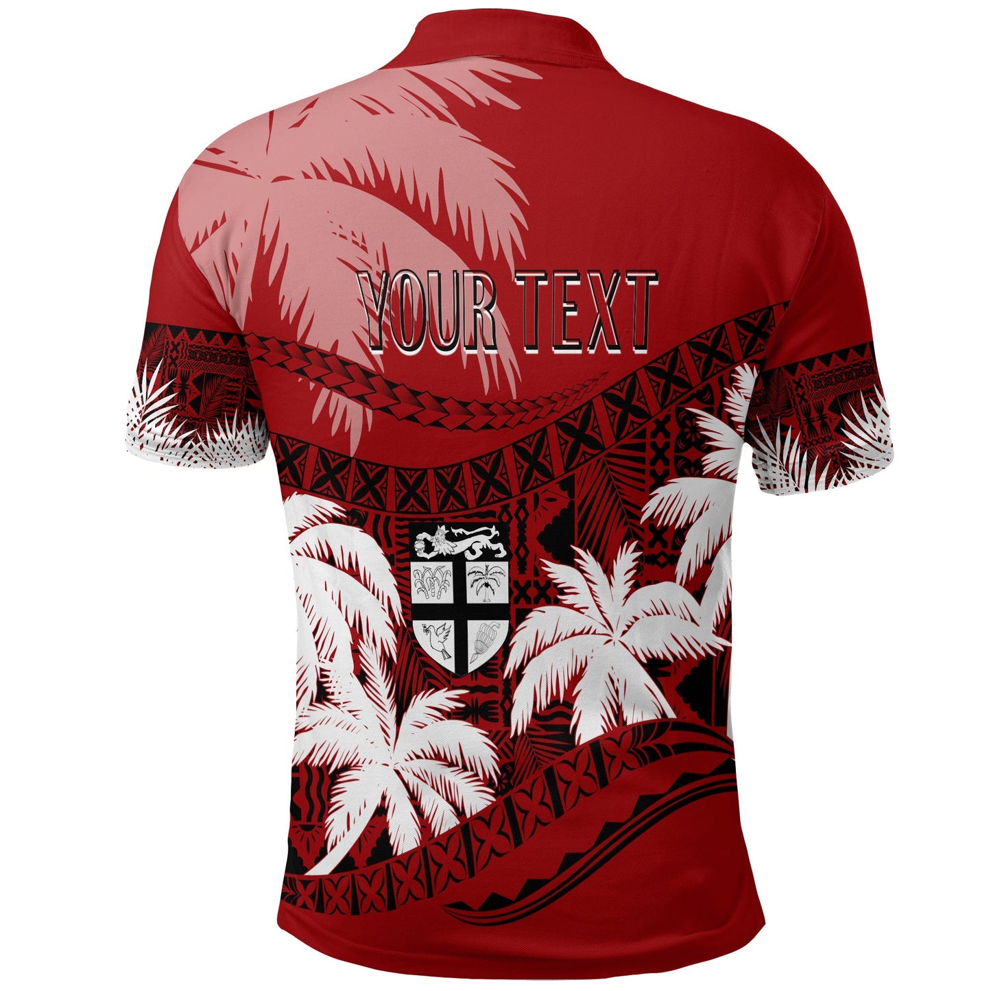 Personalised Fiji Day Polo Shirt Flying Fijians Masi Kesa Style - Red