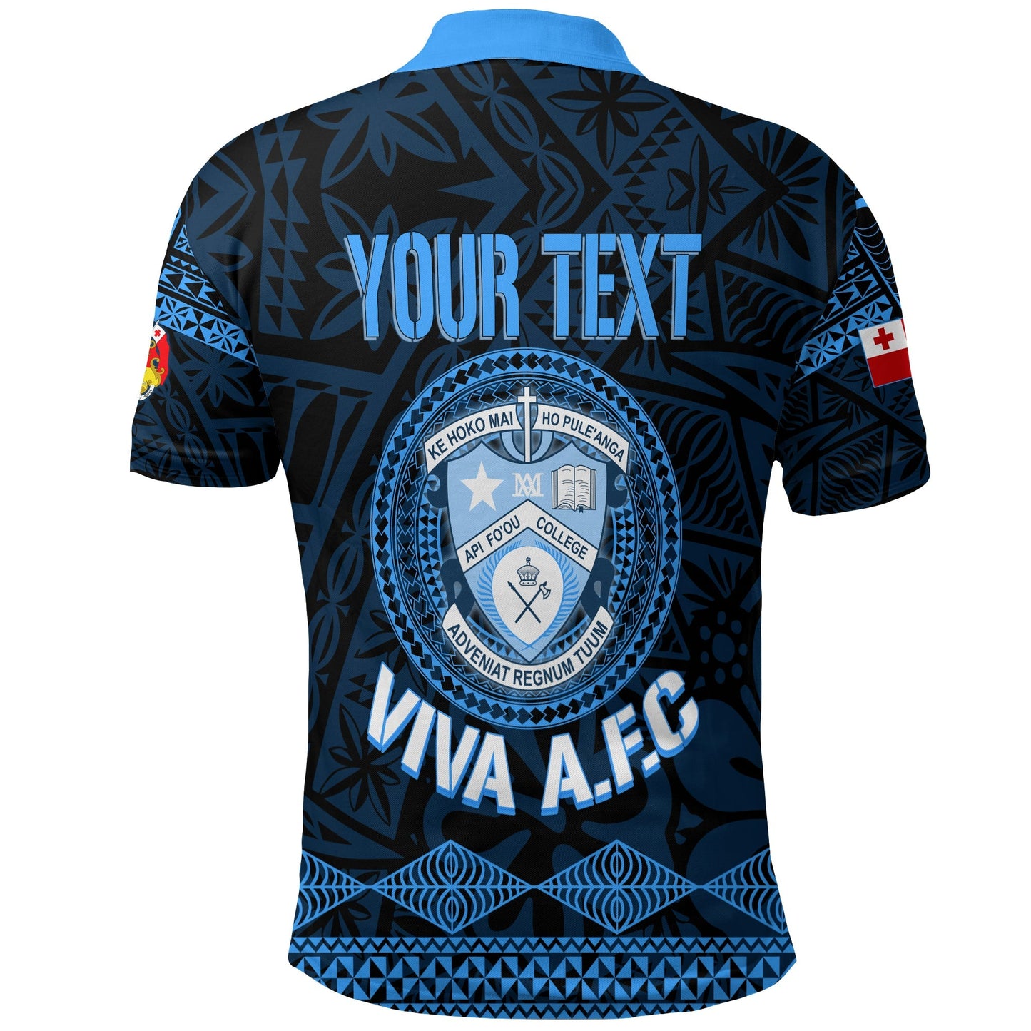 Personalised Tonga Apifo'ou College Polo Shirt Viva AFC - Black