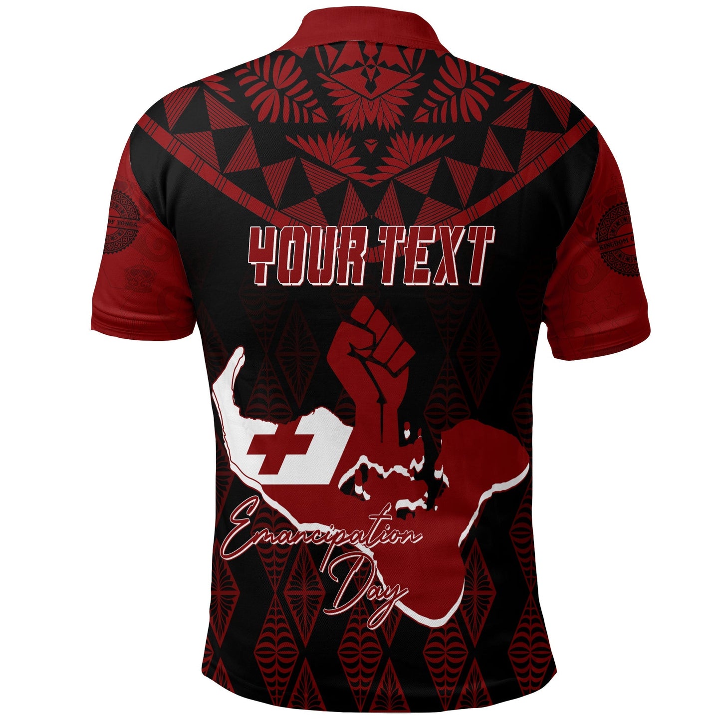Tonga Personalised Polo Shirt Emancipation Day Lion Style - Black