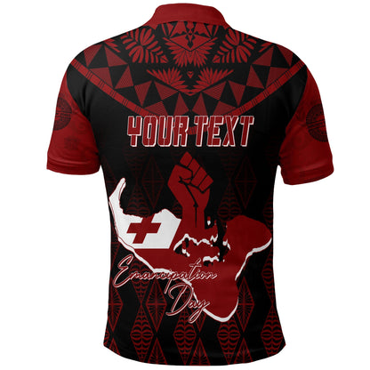 Tonga Personalised Polo Shirt Emancipation Day Lion Style - Black