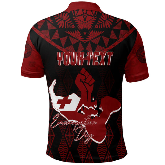 Tonga Personalised Polo Shirt Emancipation Day Lion Style - Black