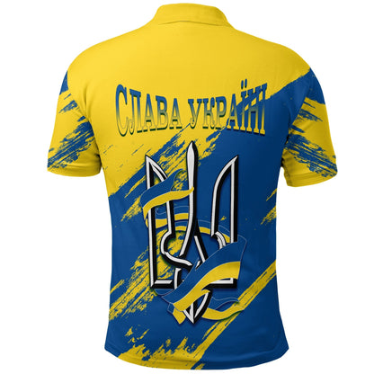 Ukraine Polo Shirt Slava Ukraini Grunge Style