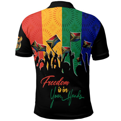 Shweshwe Pattern South Africa Freedom Day Polo Shirt Freedom Is In Your Hands