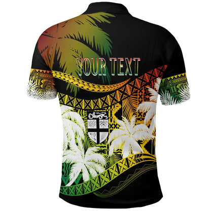 Personalised Fiji Day Polo Shirt Flying Fijians Masi Kesa Style - Reggae