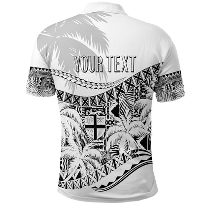 Personalised Fiji Day Polo Shirt Flying Fijians Masi Kesa Style - White