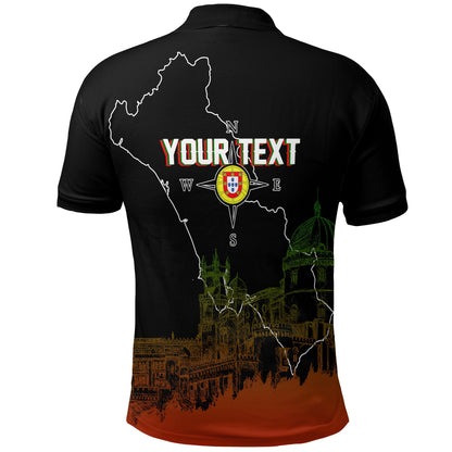 Custom Portugal Pena Palace Sketch Art Polo Shirt Portuguese Map
