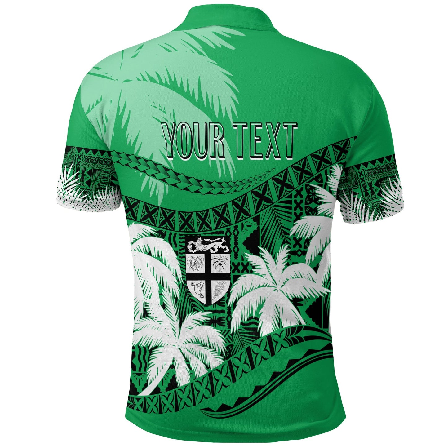 Personalised Fiji Day Polo Shirt Flying Fijians Masi Kesa Style - Green