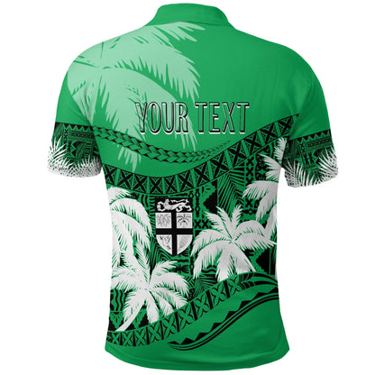 Personalised Fiji Day Polo Shirt Flying Fijians Masi Kesa Style - Green