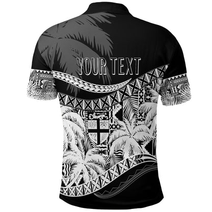 Personalised Fiji Day Polo Shirt Flying Fijians Masi Kesa Style - Black