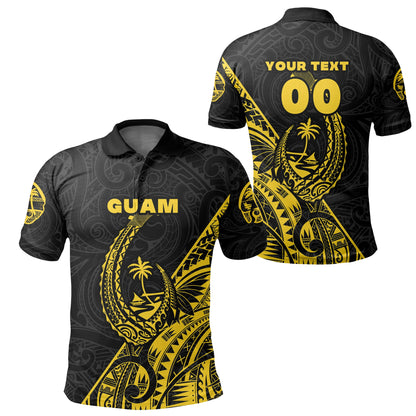 Custom Personalised Guam Rugby Polo Shirt Polynesian Patterns Style - Yellow