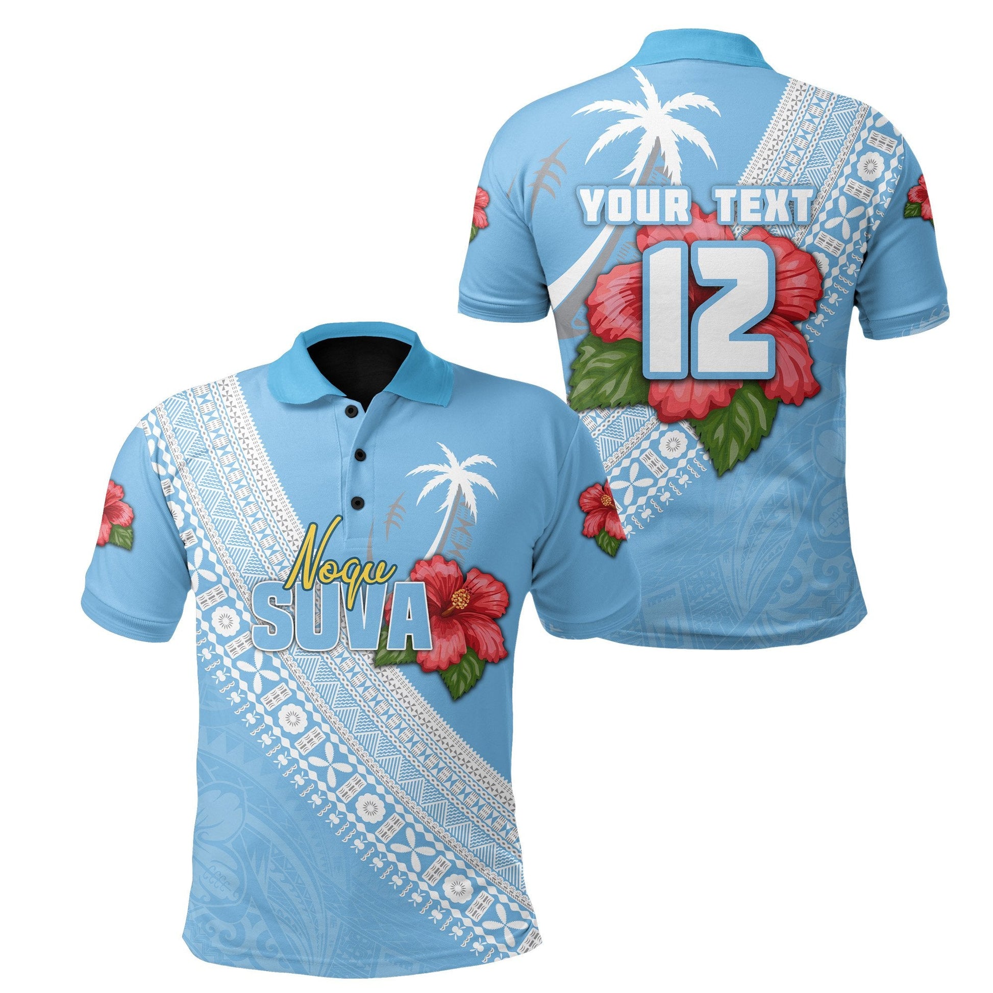 Custom Personalised Suva Rugby Polo Shirt Polynesian Fiji Style