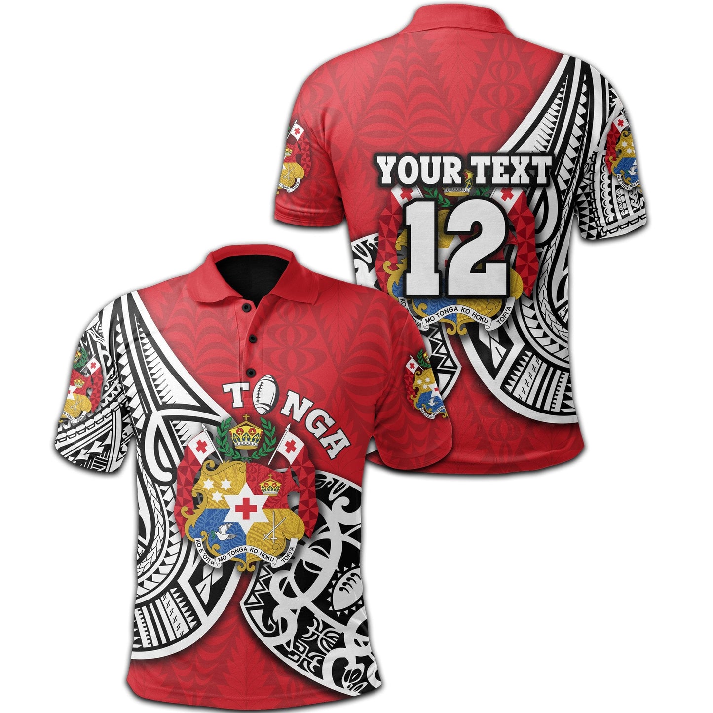 Custom Personalised Tonga Rugby Polo Shirt Polynesian Style
