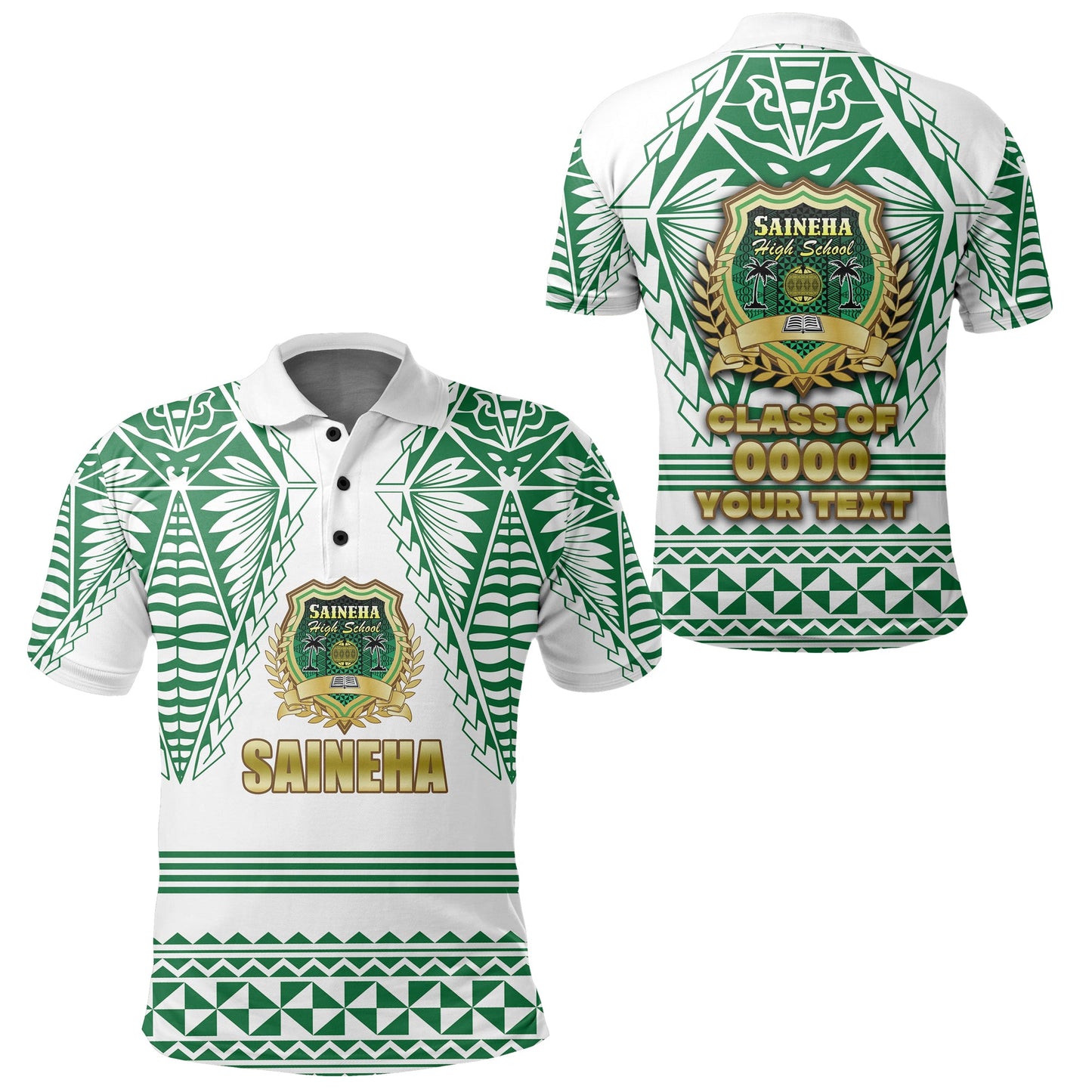 Custom Personalised Saineha Tonga Polo Shirt Tattoo Style Special - Class of -
