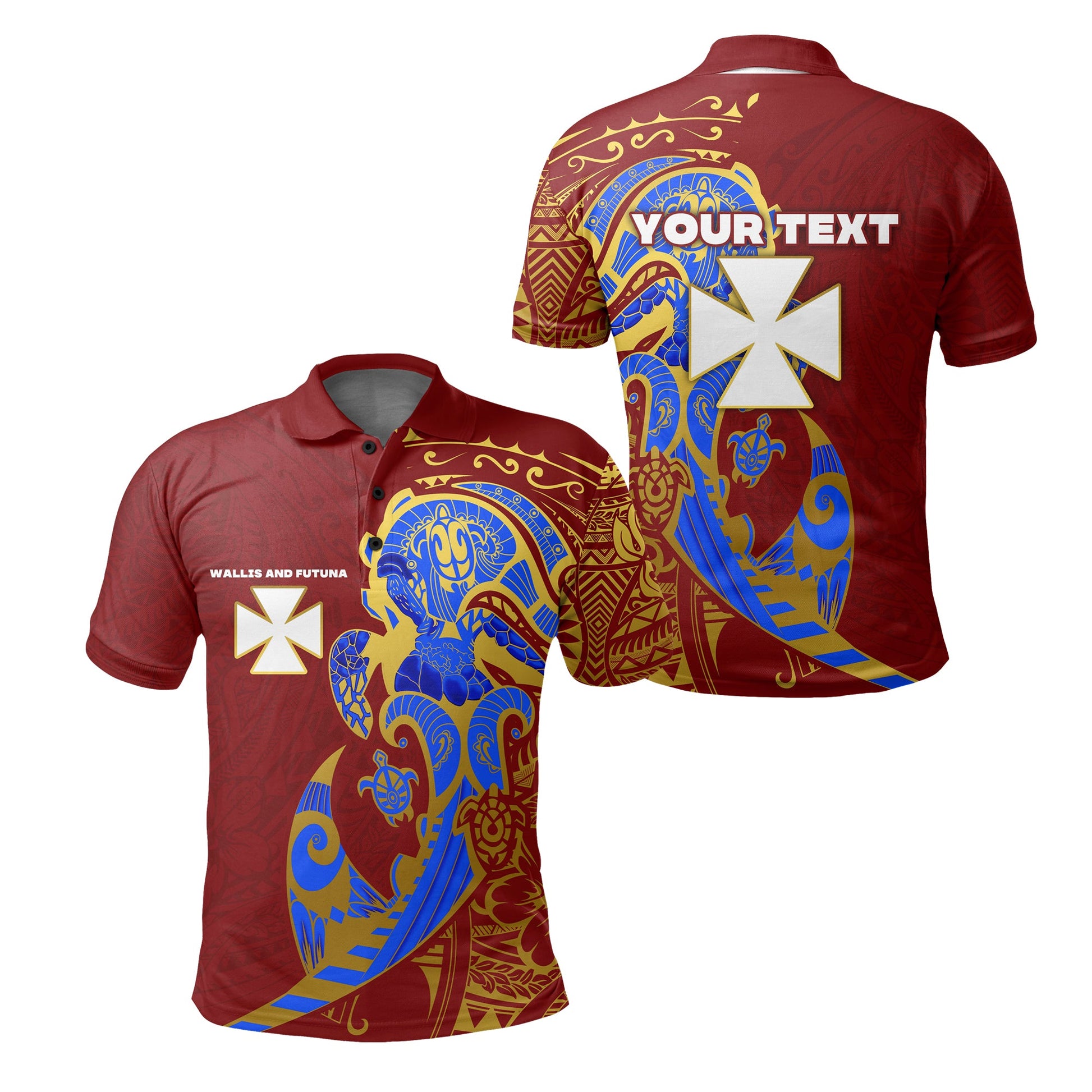 Custom Personalised Wallis and Futuna Polo Shirt Polynesian Royal Style