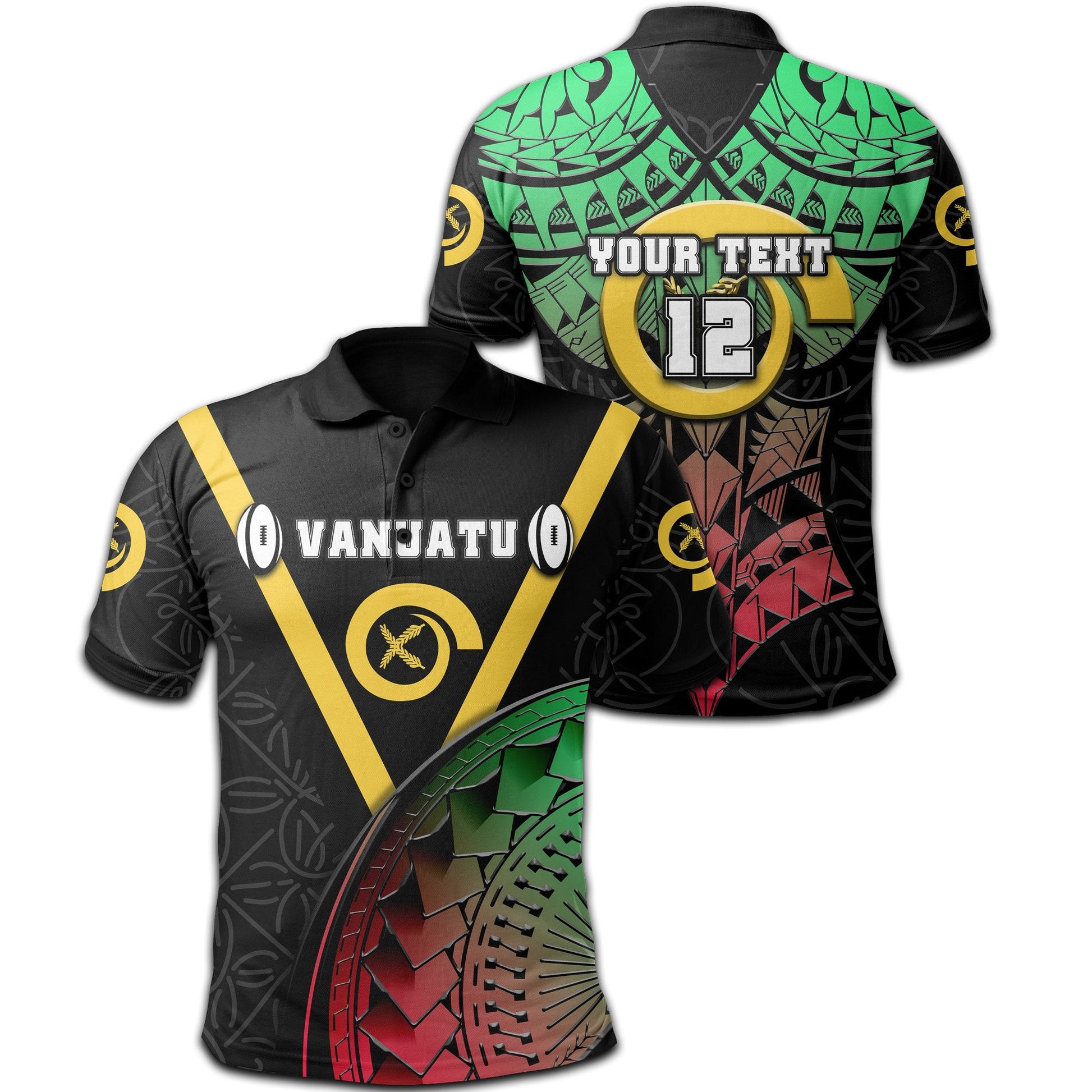 Custom Personalised Vanuatu Rugby Polo Shirt Armor Style