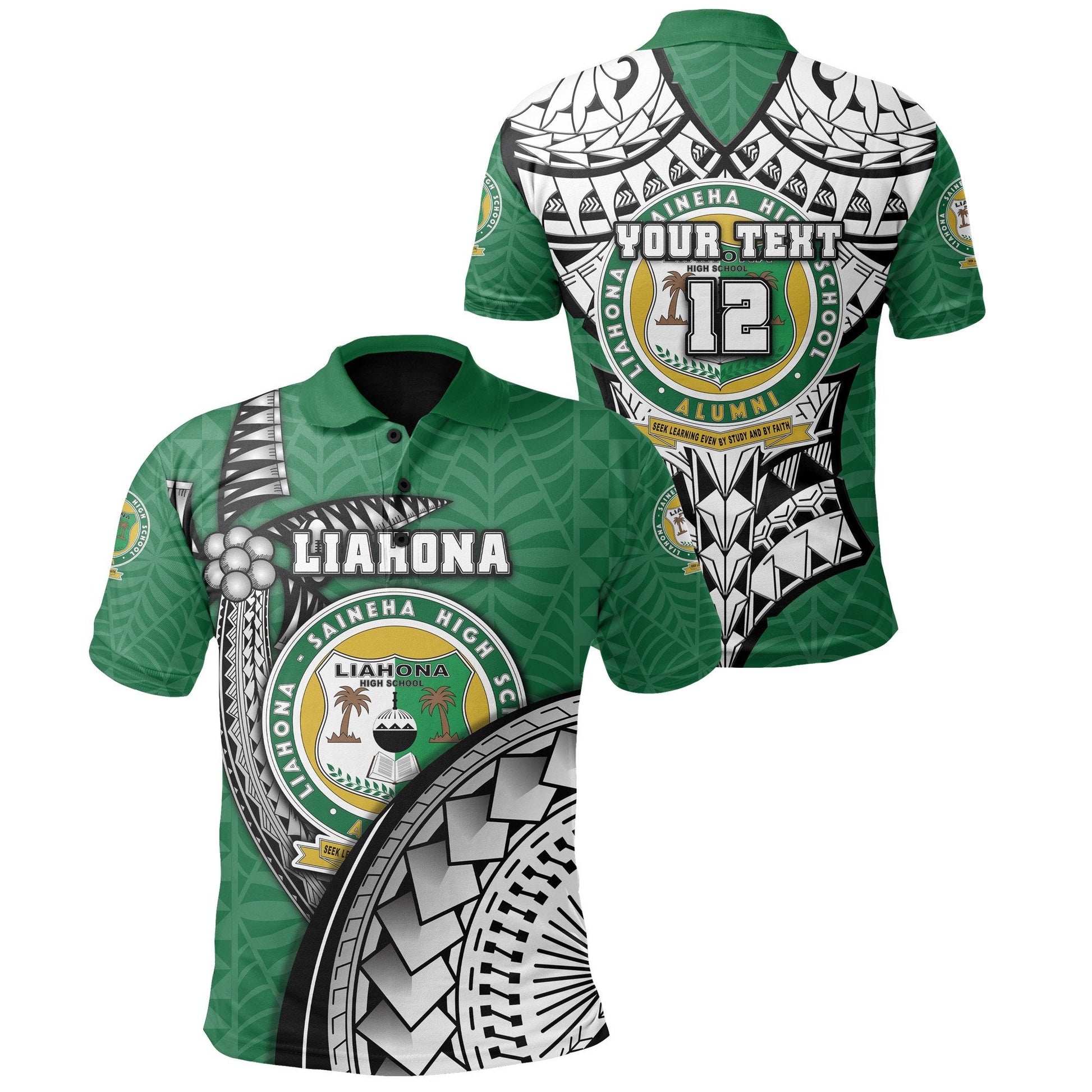 Custom Personalised Liahona Tonga Polo Shirt Polynesian Coconut Tree Style - Version 2
