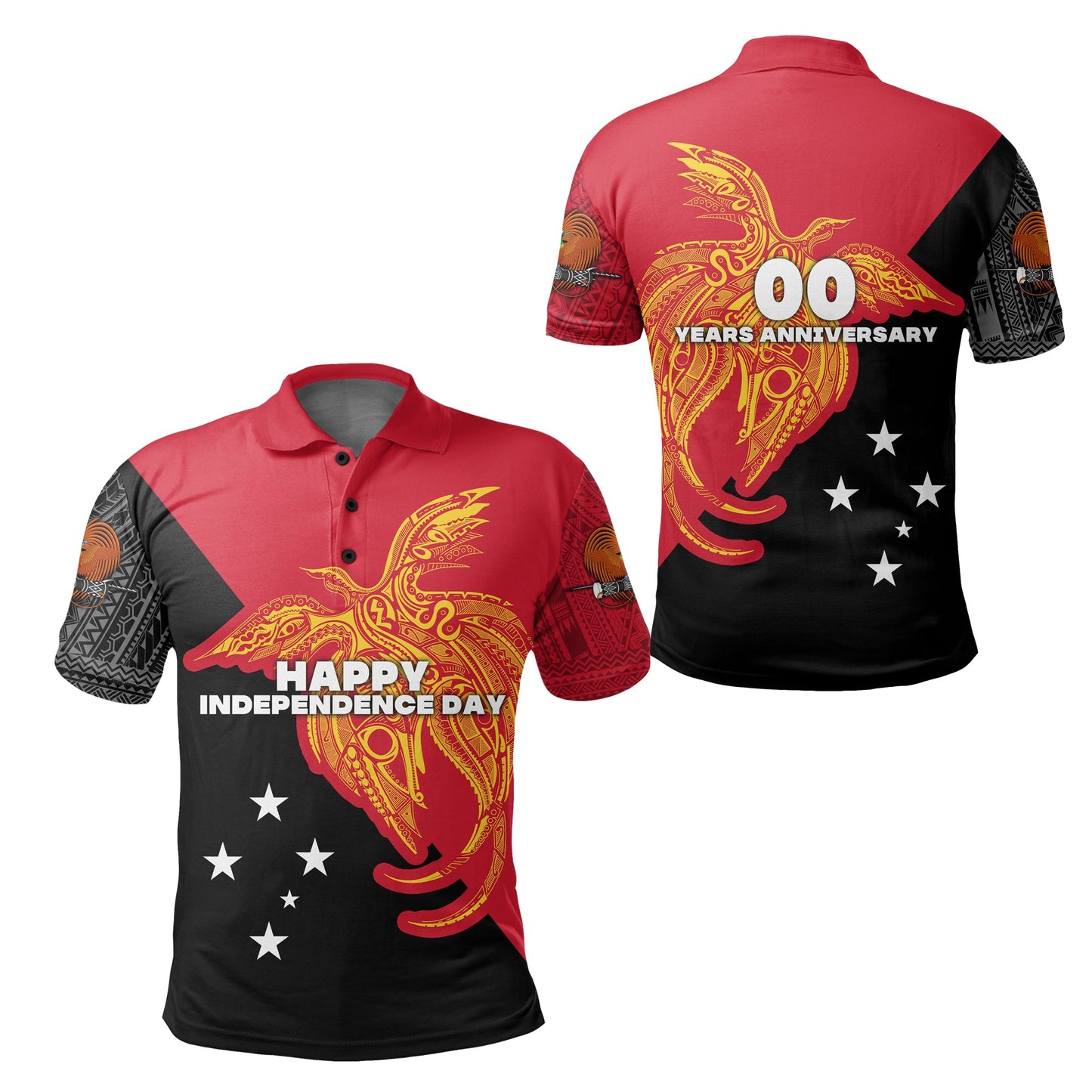 Custom Personalised Papua New Guinea Polo Shirt Independence Day Flag Style
