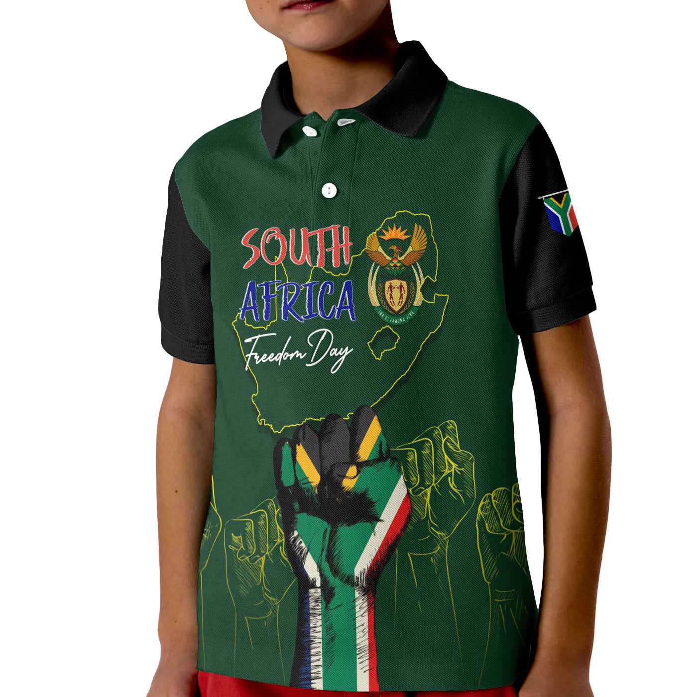 South Africa Freedom Day Polo Shirt Fist Up Style
