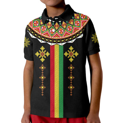 Custom Ethiopia Cross Polo Shirt Geometric Ethnic