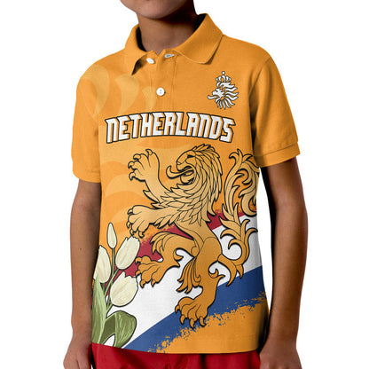 Netherlands Football Flag Mix Tulip Flower Polo Shirt