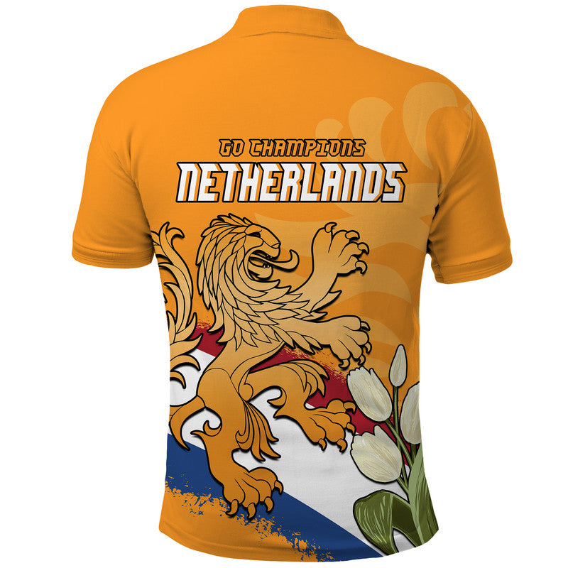 Netherlands Football Flag Mix Tulip Flower Polo Shirt