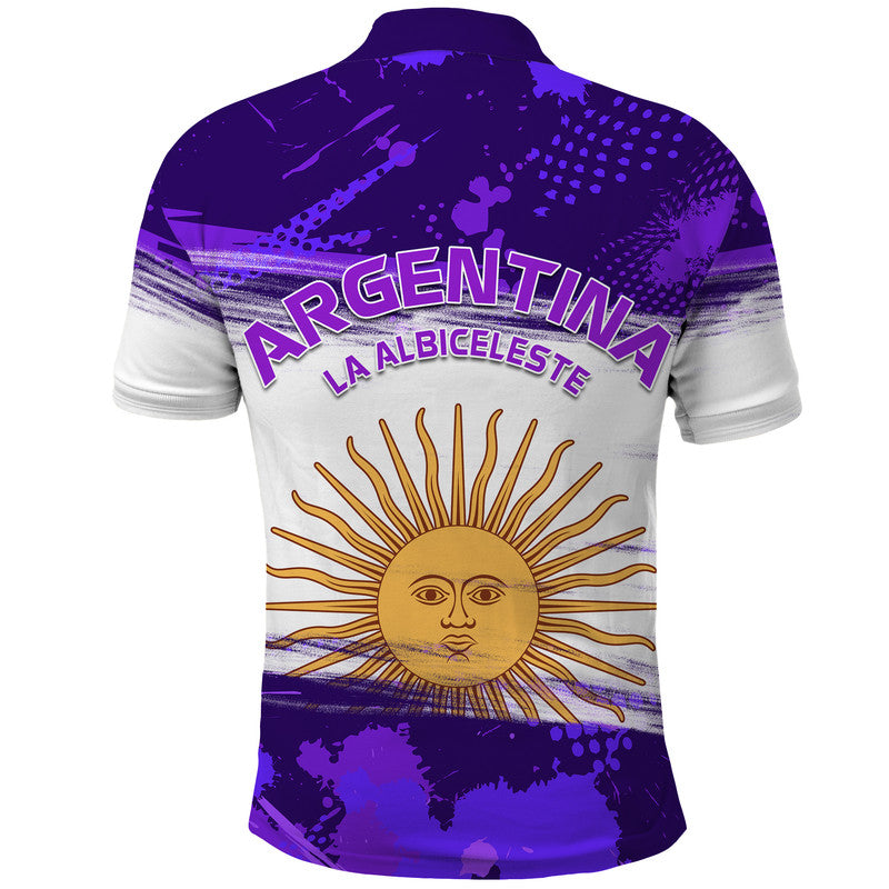 Argentina Sol de Mayo La Albiceleste Flag Style Polo Shirt Purple