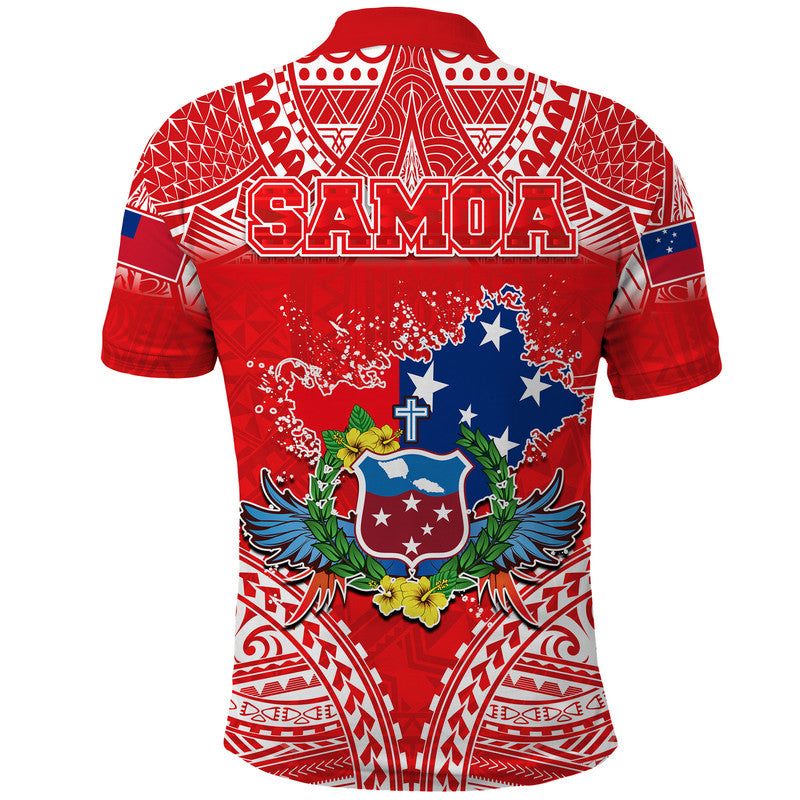 Toa Samoa Polynesian Rugby Polo Shirt Samoan Flag Red Color