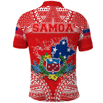 Toa Samoa Polynesian Rugby Polo Shirt Samoan Flag Red Color
